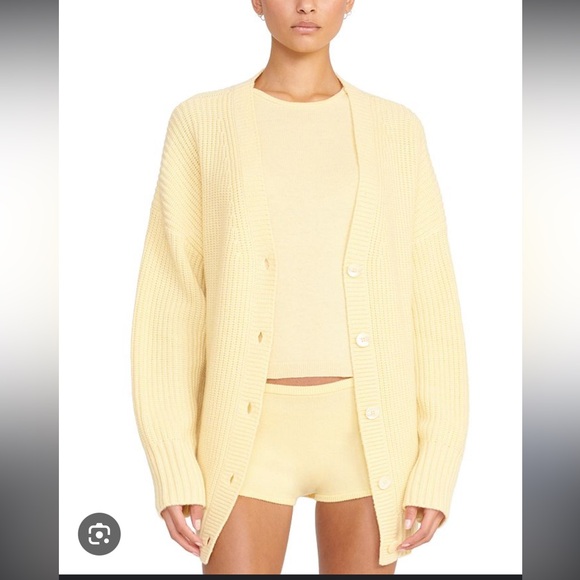 Staud Matilda Cardigan in Lemon Drop - Picture 2 of 5